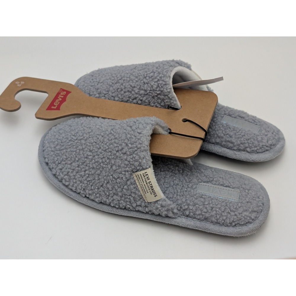 Levis Slippers Women S 5-6 Light Blue Sherpa Slide‎ Faux Shearling 540-31239 New